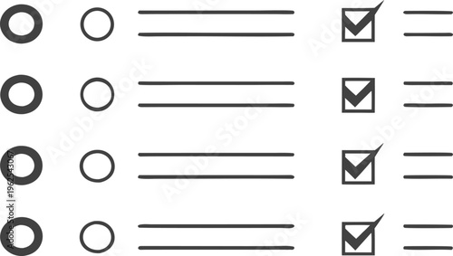 Checklist with circles and lines checkboxes ticks
