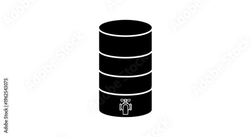 Water tank with tap black white icon