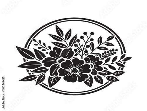 Stunning botanical bouquet badge silhouette for luxurious wedding collections