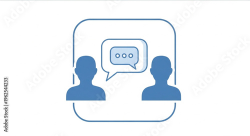 Communication Icon - Two People Sharing Ideas in a Speech Bubble.