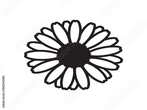 Charming single daisy silhouette vector with classic simple flower outline