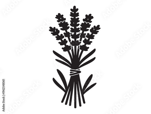 Charming lavender bundle silhouette vector with fragrant field inspired line art