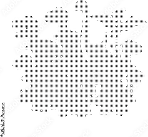 Dinosaur T-Rex pixelated bitmap dither halftone vector illustration isolated white