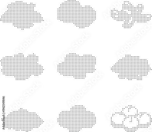 Cloud pixelated bitmap dither halftone vector pattern texture isolated white
