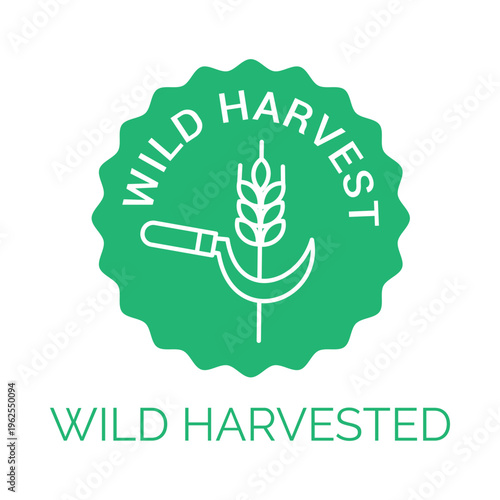 Wildcrafted Plant Collection Line Icon with Farming Tool