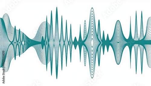 Abstract Sound Wave Pattern in Teal and White for Music, Technology, or Creative Design Projects