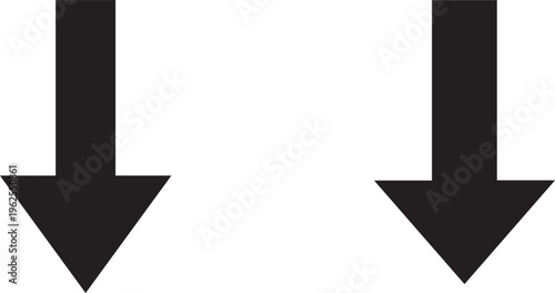 Two black downward pointing arrows on a white background