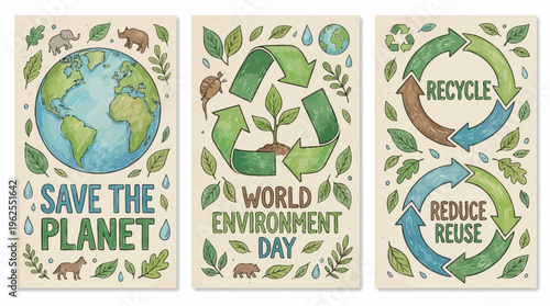Environmental awareness posters for World Environment Day.