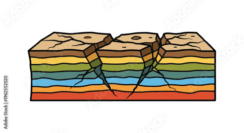 Cross section of earth layers depicting geological formation