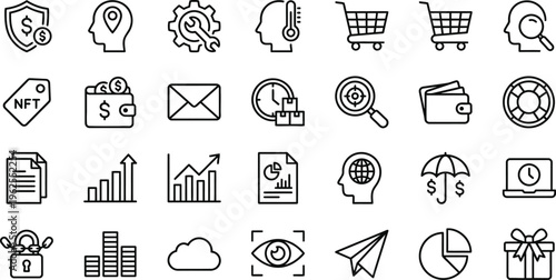 Professional Line Icons for Business Technology
