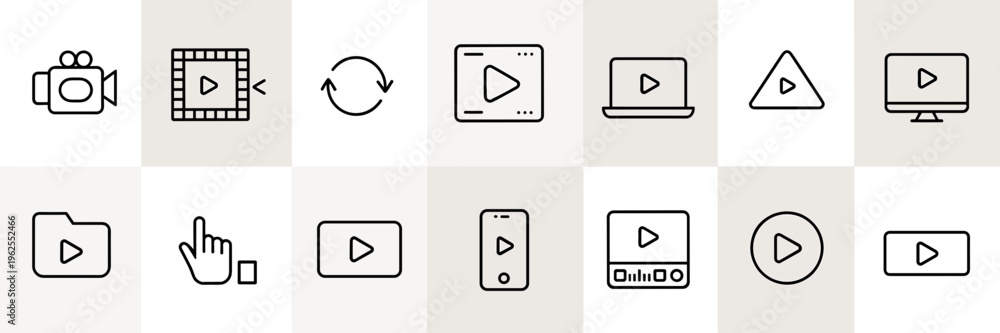 Fototapeta premium Media Player Control Icons Set – Video Playback Buttons and Interface Symbols Vector