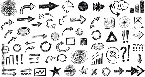 Hand drawn arrow and symbol collection arrows doodle