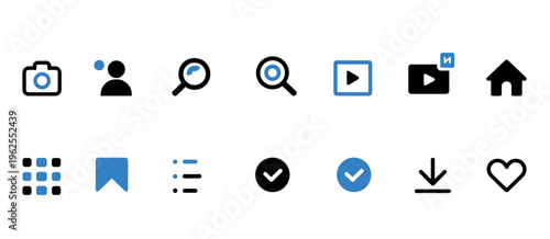 User Interface Icons Set – Navigation, Search, Profile and App Controls Vector Collection