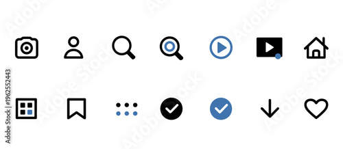 User Interface Icons Set – Navigation, Search, Profile and App Controls Vector Collection