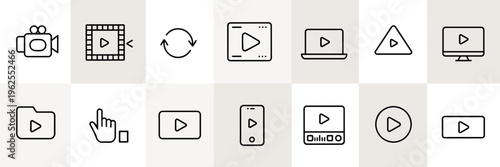 Media Player Control Icons Set – Video Playback Buttons and Interface Symbols Vector