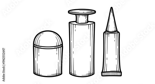 Monochrome hand drawn cosmetic containers collection