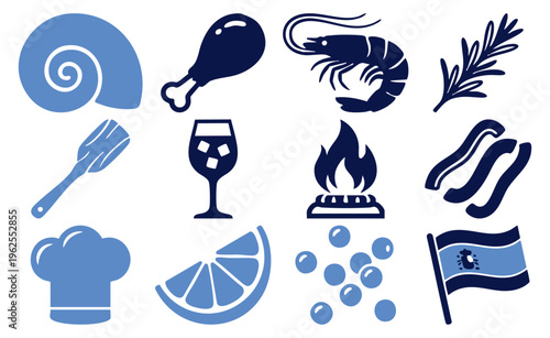 National Spanish Paella Day Icon Set in Two Colors  Flat Vector Illustration on Transparent Background
