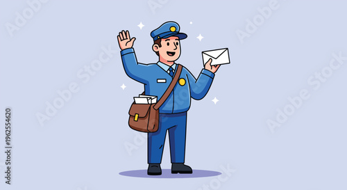Friendly Postman Delivering Mail with a Smile Vector Illustration.