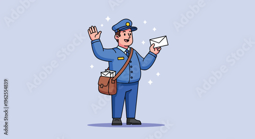 Happy Postman Character Delivering Mail with a Smile.