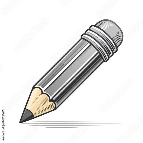 A graphite pencil with a pink eraser and sharpened lead casting a shadow