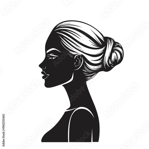 Elegant Woman Profile Silhouette with Stylish Updo Hairstyle
