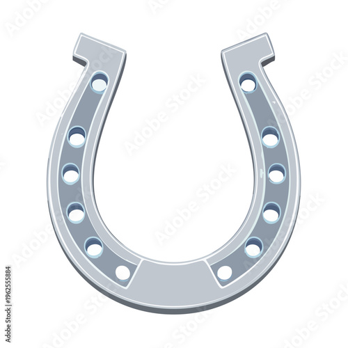 Stylized Metal Horseshoe with Circular Nail Holes