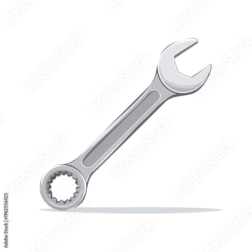Single silver combination wrench tool for mechanical repair and maintenance work