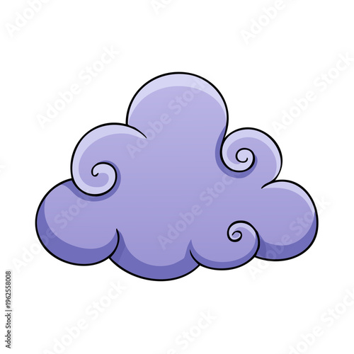 Stylized Purple Cloud with Swirling Edges Cartoon