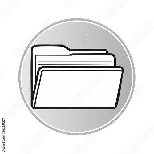 Open File Folder Icon with Stacked Documents Inside Clipping Mask