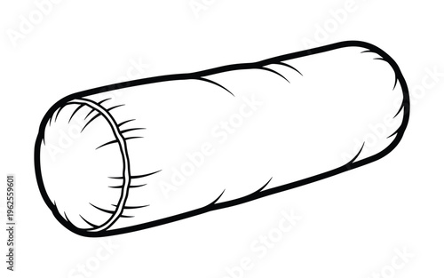 Simple black and white vector drawing of a bolster pillow.