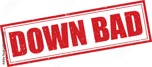 Red Down Bad Rubber Stamp Sign Mark Word Text Written in Grunge Vector in Double Sharp Border in Transparent Background, Svg, Png