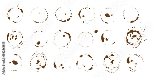 Coffee Stain Isolated, Coffe Wet Stamp, Mug Bottom Round Mark