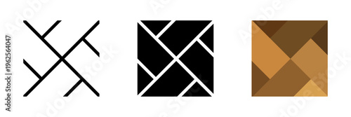 Wood parquet icon, floor tile background