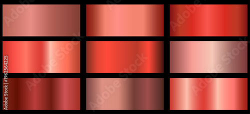 Red metallic gradient for text design and bulletin boards, infographics. Metallic red gradient. red palette