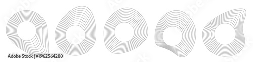 Line round wave icon, concentric linear sound pattern