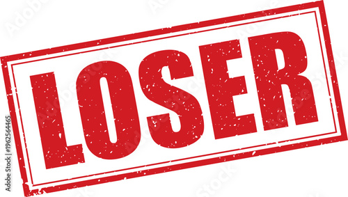 Red Loser Rubber Stamp Sign Mark Word Text Written in Grunge Vector in Double Sharp Border in Transparent Background, Svg, Png