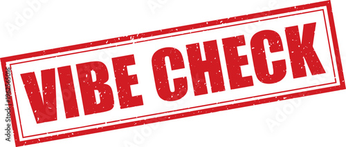 Red Vibe Check Rubber Stamp Sign Mark Word Text Written in Grunge Vector in Double Sharp Border in Transparent Background, Svg, Png