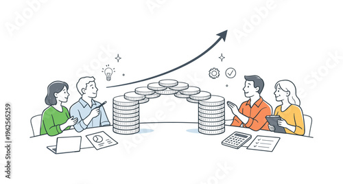 Entrepreneurs maintaining transparent revenue expectations and planning stable financial pathways together during a focused budgeting discussion in a startup