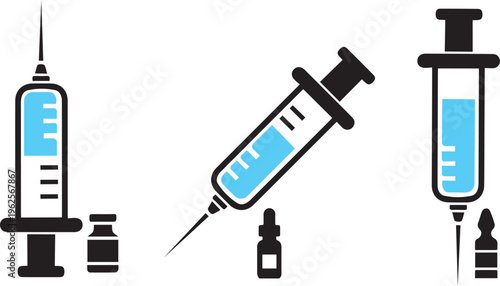 Syringe icons set. Vaccination, vaccine icon symbol  Medical care vector illustration
