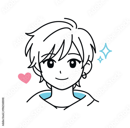 Creative self-expression moment in a digital art and youth lifestyle context focused on exploring identity through stylized illustration, a simplified anime-inspired face portrait