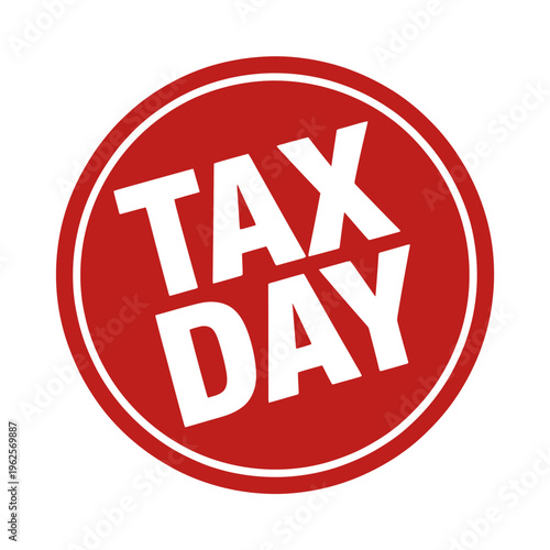 Tax Day vector icon with bold white text on red background