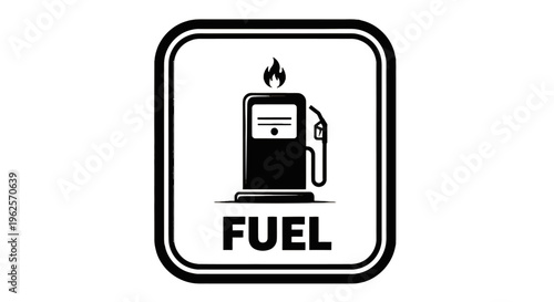 Fuel station sign with gas pump.