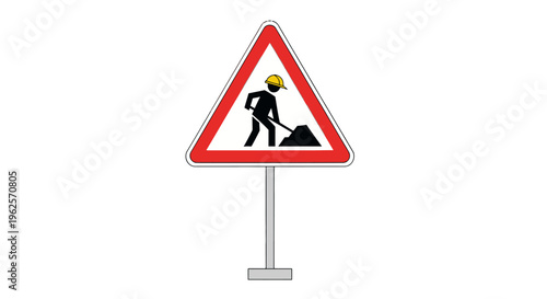 Roadwork ahead warning sign illustration.