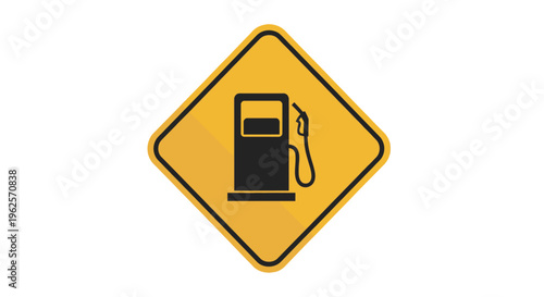 Gas station sign with fuel pump symbol.