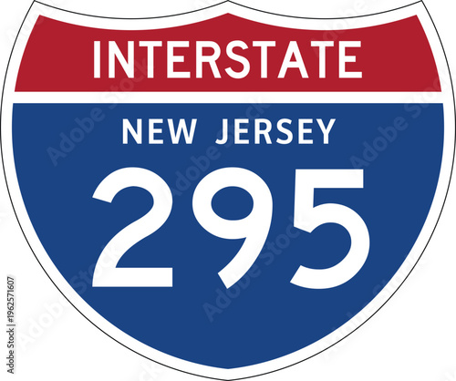 Interstate 295 New Jersey NJ I-295 US Interstate Highway Route Shield Badge Vector
