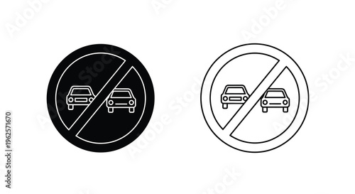 No cars allowed two variations of a prohibition sign silhouette