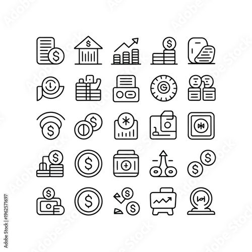 Money icons set for finance and banking applications