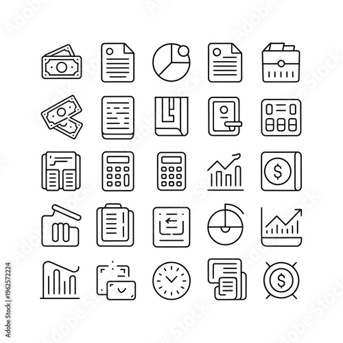 Finance icons set for business and accounting purposes