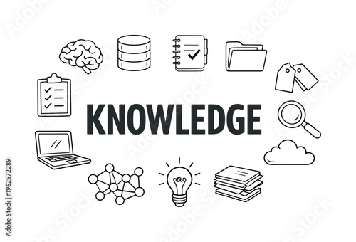 Clear knowledge management and information organization concept focused on collecting, structuring and retrieving insights efficiently in a modern digital