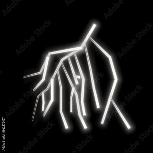 Lightning Neon Electric Power Icon Set for Creative Design